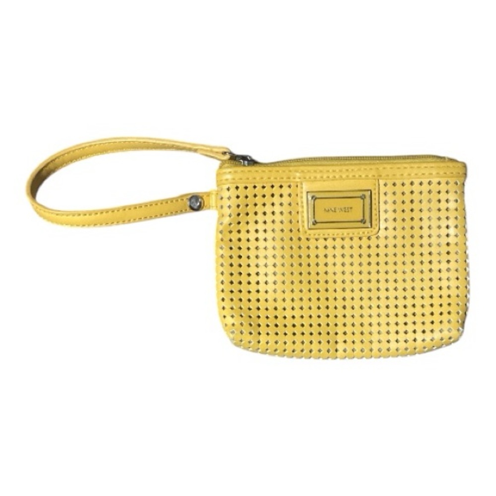 Nine West Sunshine Wristlet With Blue & White Floral Design Inside